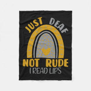 Deaf Not Rude Rainbow Deaf Awareness Asl Sign Lang Fleecedecke