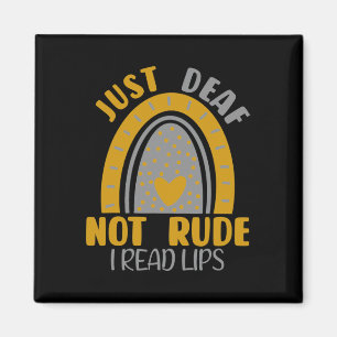 Deaf Not Rude Rainbow Deaf Awareness Asl Sign Lang Magnet
