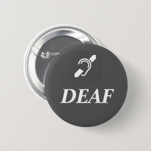DEAF-SYMBOL mit dem Wort DEAF Button (Vorne & Hinten)