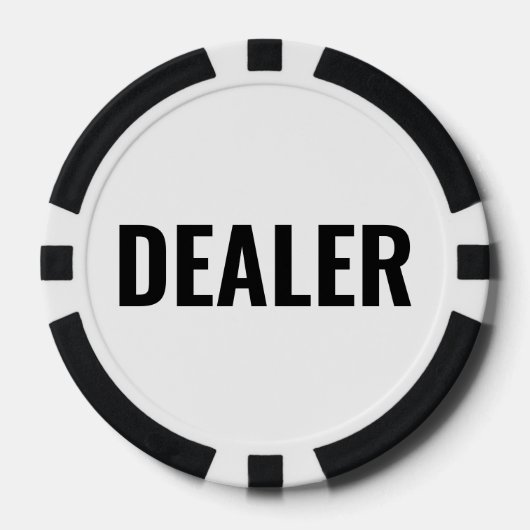 Dealer Einfacher Schwarz Weiß Text Pokerchips (Vorderseite)
