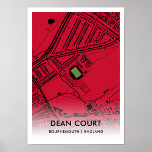 Dean Court Stadium Map - Zuhause AFC Bournemouth Poster