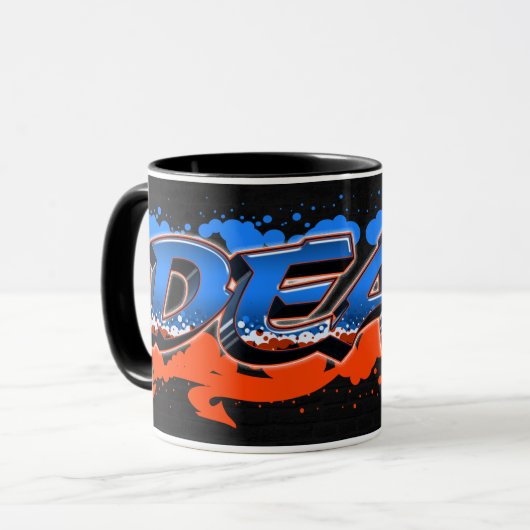 Dean Vorname Name Graffiti blue orange Tasse (Vorderseite Links)