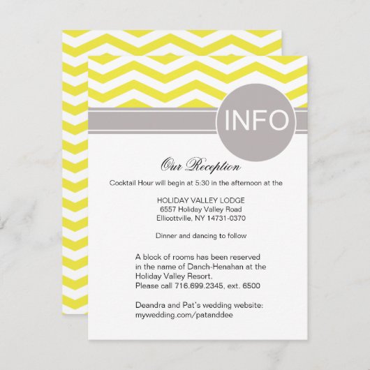 Deandra Chic Zickzack Empfang Details | gelb Begleitkarte (Vorne/Hinten)