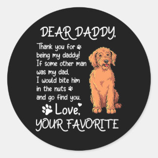 Dear Daddy Labradoodle Dog Dad Father's Day  Runder Aufkleber