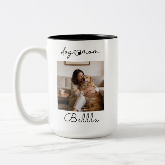 Dear Dog Mom – Funny Pet Mom , Cute Mother’s Day Zweifarbige Tasse (Links)