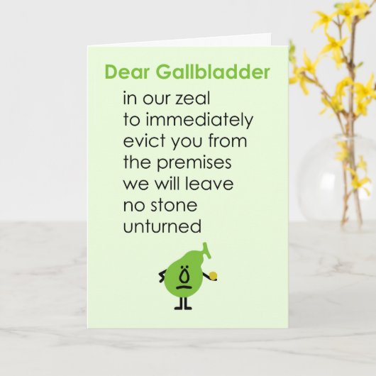 Dear Gallbladder A Funny Get Well Soon Poem Karte (Gelbe Blume)