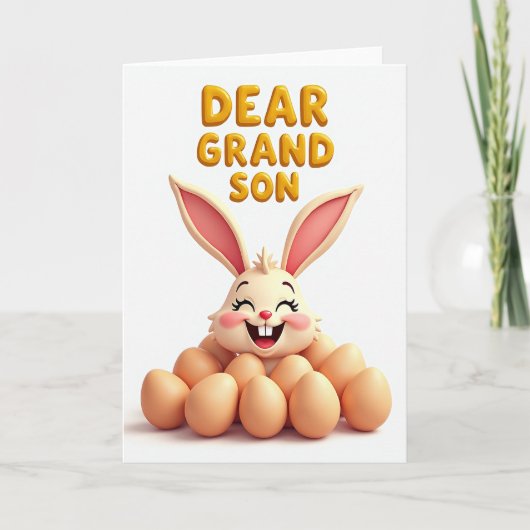 Dear Grandson Rabbit Art Card Karte (Vorderseite)