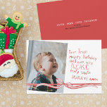 Dear Jesus Photo Christmas Card<br><div class="desc">An impatient child's sweet prayer and birthday wish to Jesus handwritten in crayon.</div>