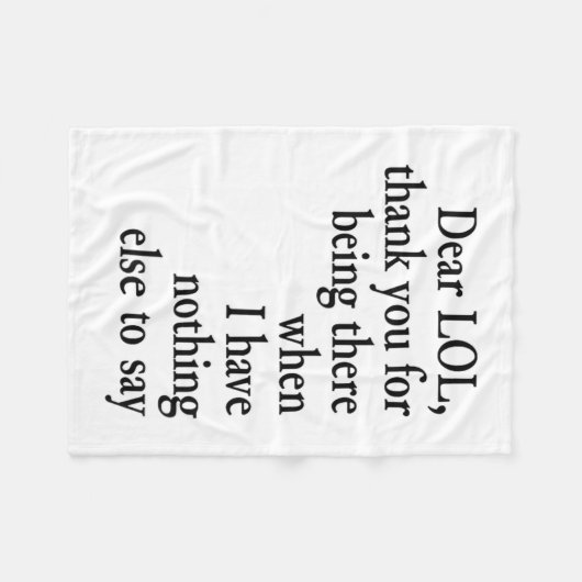 Dear Lol Funny Thank You Quote Design Fleecedecke (Vorderseite (Horizontal))