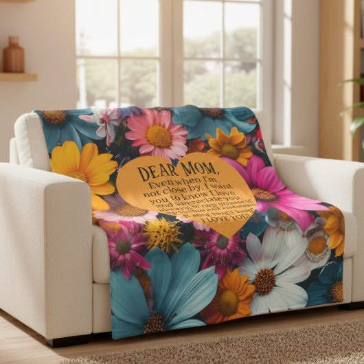 Dear Mom Floral Fleece Blanket Love Gift