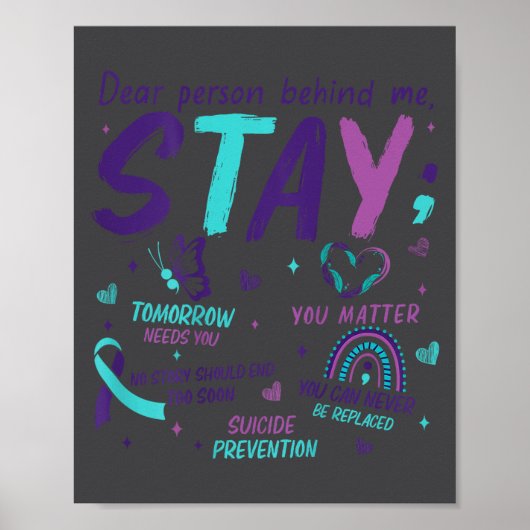 Dear Person Behind Me You Suicide Awareness  Poster (Vorne)