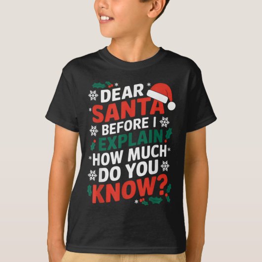Dear Santa Before I Explain How Much Do-you Know X T-Shirt (Vorderseite)
