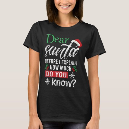 Dear Santa Before I Explain How Much Do You Know X T-Shirt (Vorderseite)