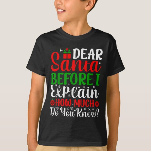 Dear Santa Before I Explain How Much Do You Know X T-Shirt (Vorderseite)