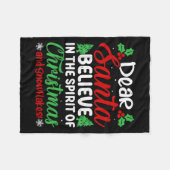 Dear Santa Believe In Srit Of Xmas And Snowflakes! Fleecedecke (Vorderseite (Horizontal))