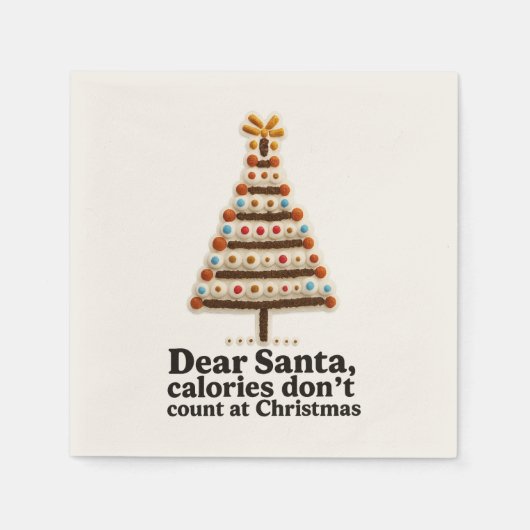 🍪 Dear Santa... Calories Don’t Count Napkins 🎄🎅 Serviette (Vorderseite)