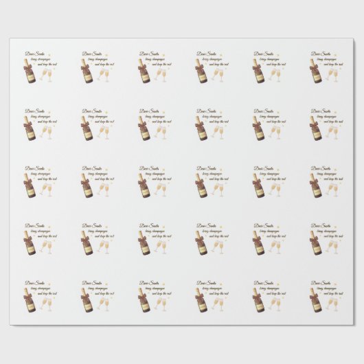 Dear Santa Champagne Design Geschenkpapier (Flach)