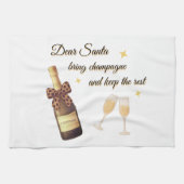 Dear Santa Champagne Design Geschirrtuch (Horizontal)