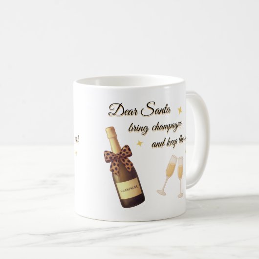 Dear Santa Champagne Design Kaffeetasse (VorderseiteRechts)