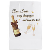 Dear Santa Champagne Design Mittlere Geschenktüte (Rückseite)