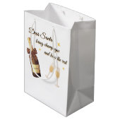 Dear Santa Champagne Design Mittlere Geschenktüte (Rückseite Schrägansicht)