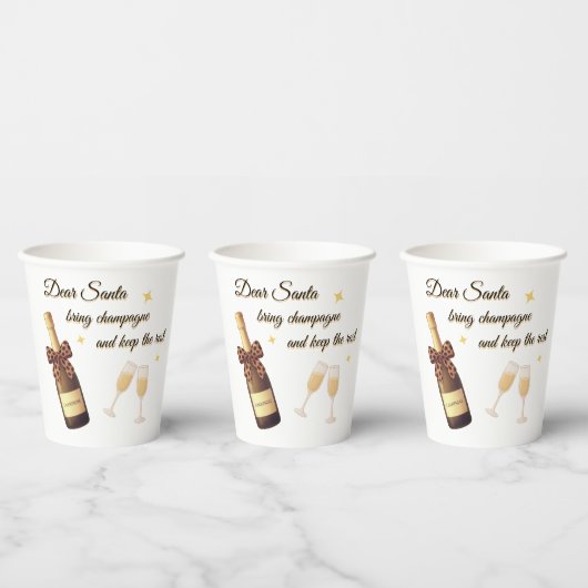 Dear Santa Champagne Design Pappbecher (Multi)
