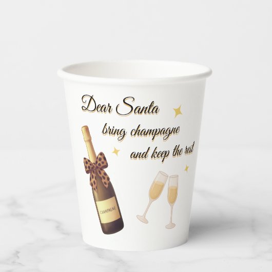 Dear Santa Champagne Design Pappbecher (Vorderseite)