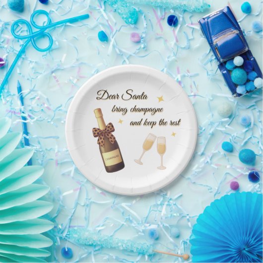 Dear Santa Champagne Design Pappteller (Party)