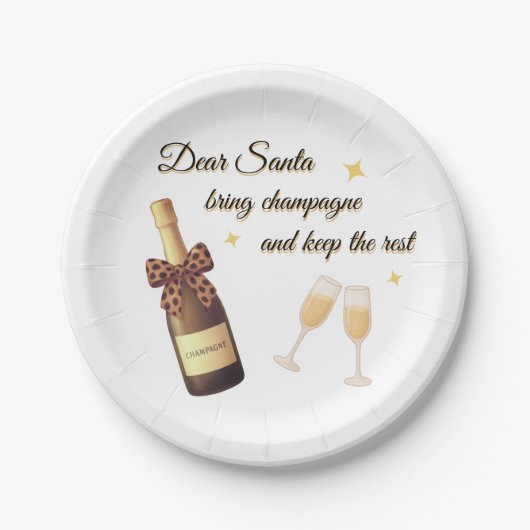 Dear Santa Champagne Design Pappteller (Vorderseite)