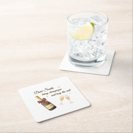 Dear Santa Champagne Design Rechteckiger Pappuntersetzer