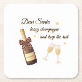 Dear Santa Champagne Design Rechteckiger Pappuntersetzer (Vorderseite)