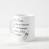 Dear Santa Champagne & Diamonds Line Art Design Kaffeetasse (Vorderseite Links)