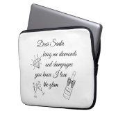 Dear Santa Champagne & Diamonds Line Art Design Laptopschutzhülle (Vorderseite Links)