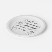 Dear Santa Champagne & Diamonds Line Art Design Pappteller (Schrägansicht)