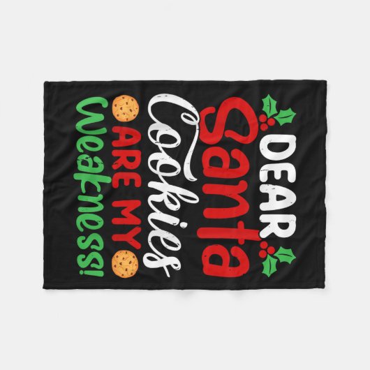 Dear Santa Cookies Are My Weakness! Funny Christma Fleecedecke (Vorderseite (Horizontal))