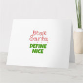 Dear Santa define nice Dankeskarte (Vorderseite)