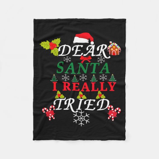 Dear Santa Funny Christmas Meme Family Xmas Pajama Fleecedecke (Vorderseite)