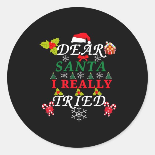 Dear Santa Funny Christmas Meme Family Xmas Pajama Runder Aufkleber (Vorderseite)