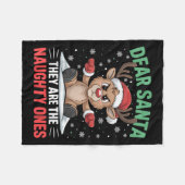 Dear Santa Funny Naughty Ones Reindeer Christmas H Fleecedecke (Vorderseite (Horizontal))