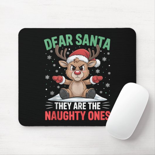 Dear Santa Funny Naughty Ones Reindeer Christmas H Mousepad (Mit Mouse)
