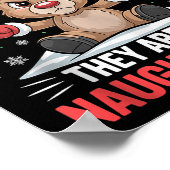 Dear Santa Funny Naughty Ones Reindeer Christmas H Poster (Ecke)