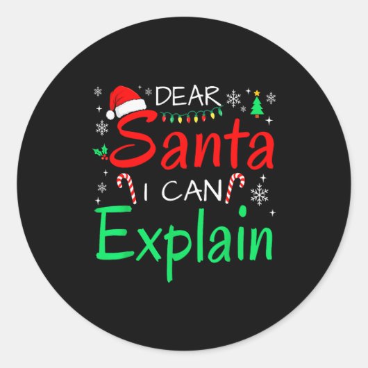 Dear Santa I Can Explain Funny Christmas Men Women Runder Aufkleber (Vorderseite)