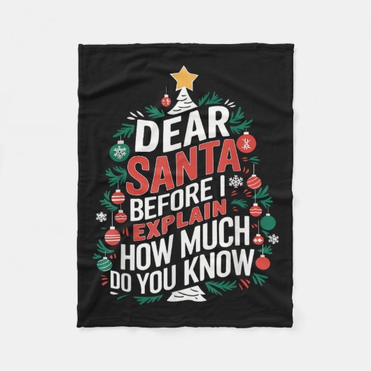 Dear Santa I Can Explain Funny Christmas Pjs Tree Fleecedecke (Vorderseite)