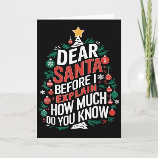 Dear Santa I Can Explain Funny Christmas Pjs Tree Karte (Vorderseite)