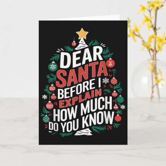 Dear Santa I Can Explain Funny Christmas Pjs Tree Karte (Gelbe Blume)
