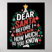 Dear Santa I Can Explain Funny Christmas Pjs Tree Poster (Vorne)