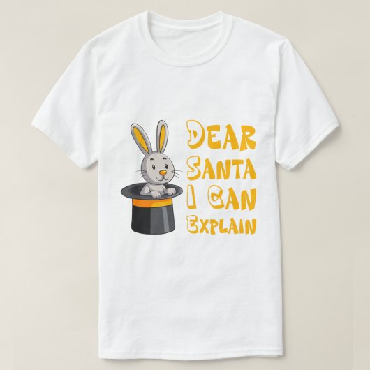 "Dear Santa I Can Explain" Funny Christmas Rabbit  T-Shirt (Design vorne)