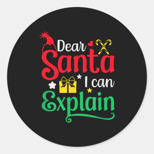 Dear Santa I Can Explain Funny Christmas Runder Aufkleber (Vorderseite)