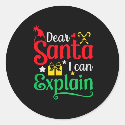 Dear Santa I Can Explain Funny Christmas Runder Aufkleber (Vorderseite)