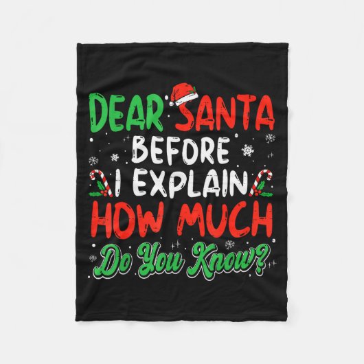 Dear Santa I Can Explain Funny Christmas Shirts Ki Fleecedecke (Vorderseite)